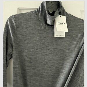THEORY Long Sleeve Neo Wool Turtleneck in Melange Grey in Size SMALL